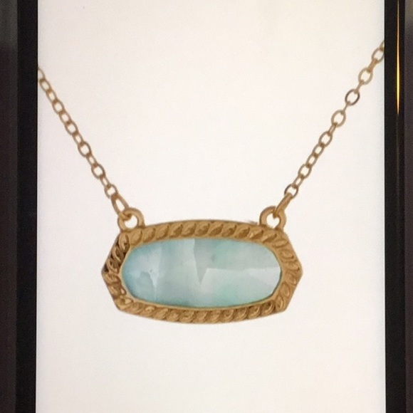 Gold Mint Green Blue Dainty Bar Short Necklace - Picture 1 of 4